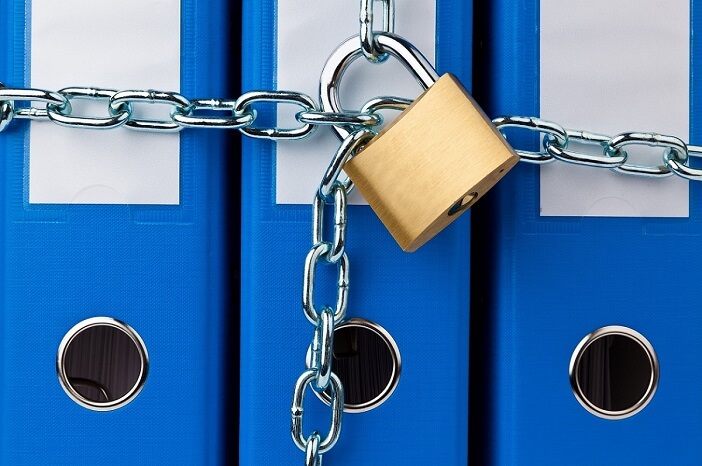 Files locked with chain and lock- Privacy Policy Illustration
